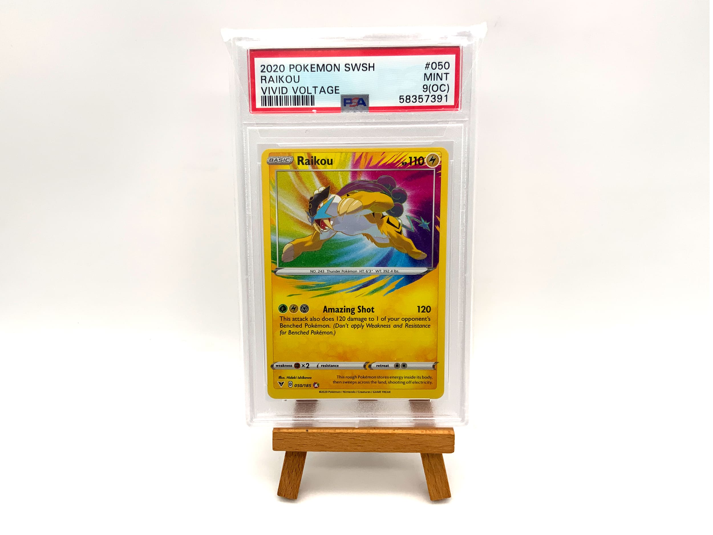 Pokémon Raikou #050 PSA9 (OC) Mint 2020 Vivid Voltage (englisch)