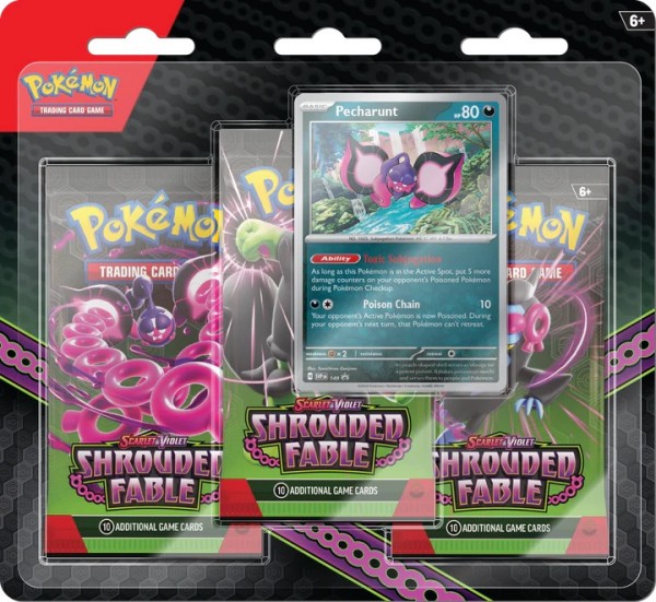 Pokémon Scarlet & Violet Shrouded Fable 3 Pack Blister Pecharunt (englisch)
