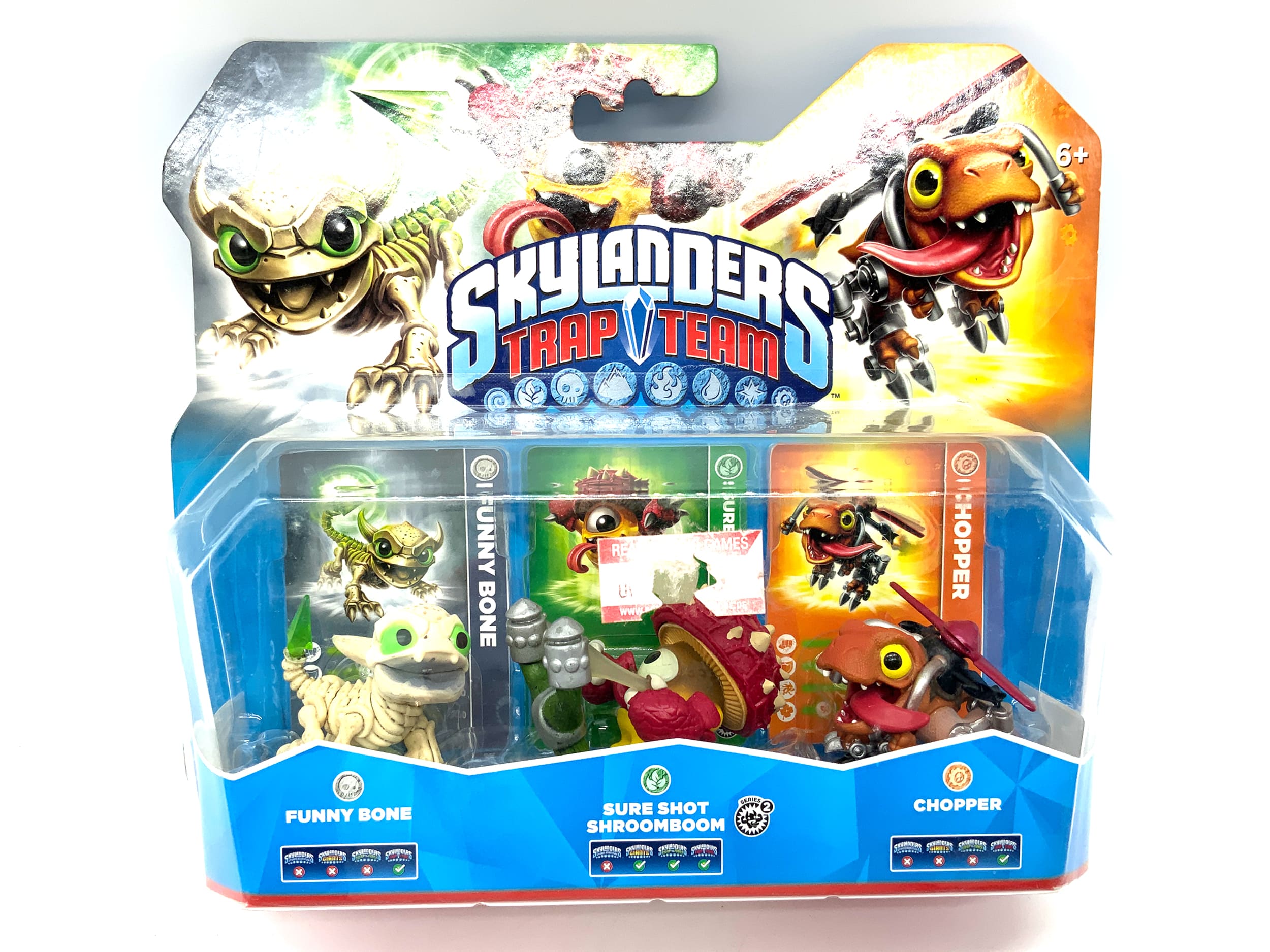 Skylanders Trap Team Triple Pack Funny Bone Shure Shot Shroomboom Chopper in OVP
