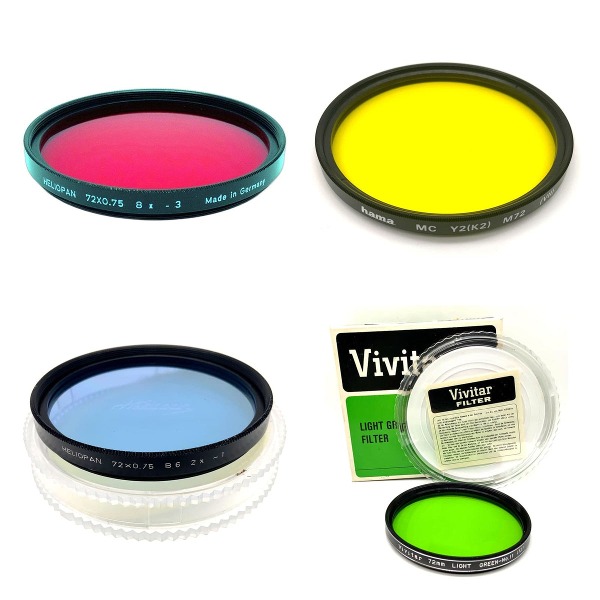 Farbfilter 72mm Auswahl Gelb Gelbgrün Grün Orange Rot Blau Filter Schwarzweiß